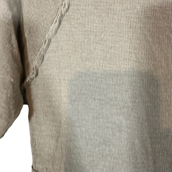 Free People Intimately Olive Gauze Distressed Scoop Neck Shirt Women Sz L - Picture 7 of 9